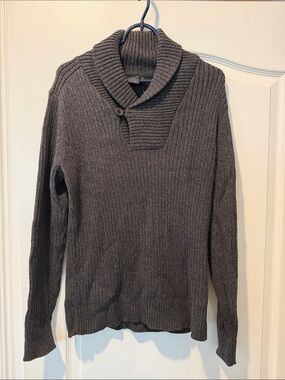 Calvin Klein Men's Shawl Turtleneck Ribbed Sweater - Charcoal